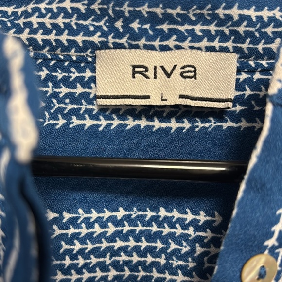 Riva blue pattern button kaftan Ls shirt dress Sz L - Picture 4 of 9